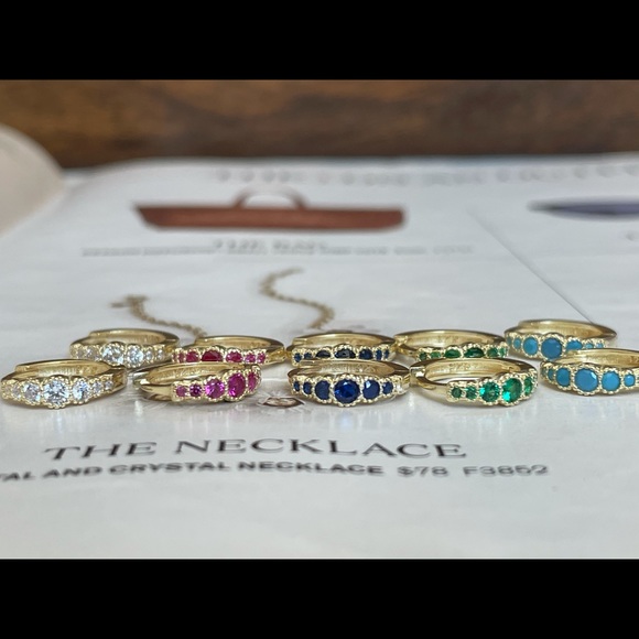 Hoop earrings gold huggies color cz huggies - Picture 8 of 8